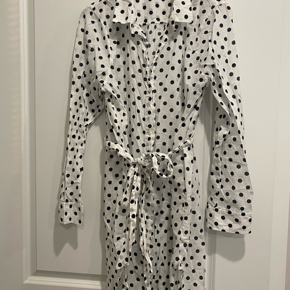 White Polka Dot Button-Up Dress